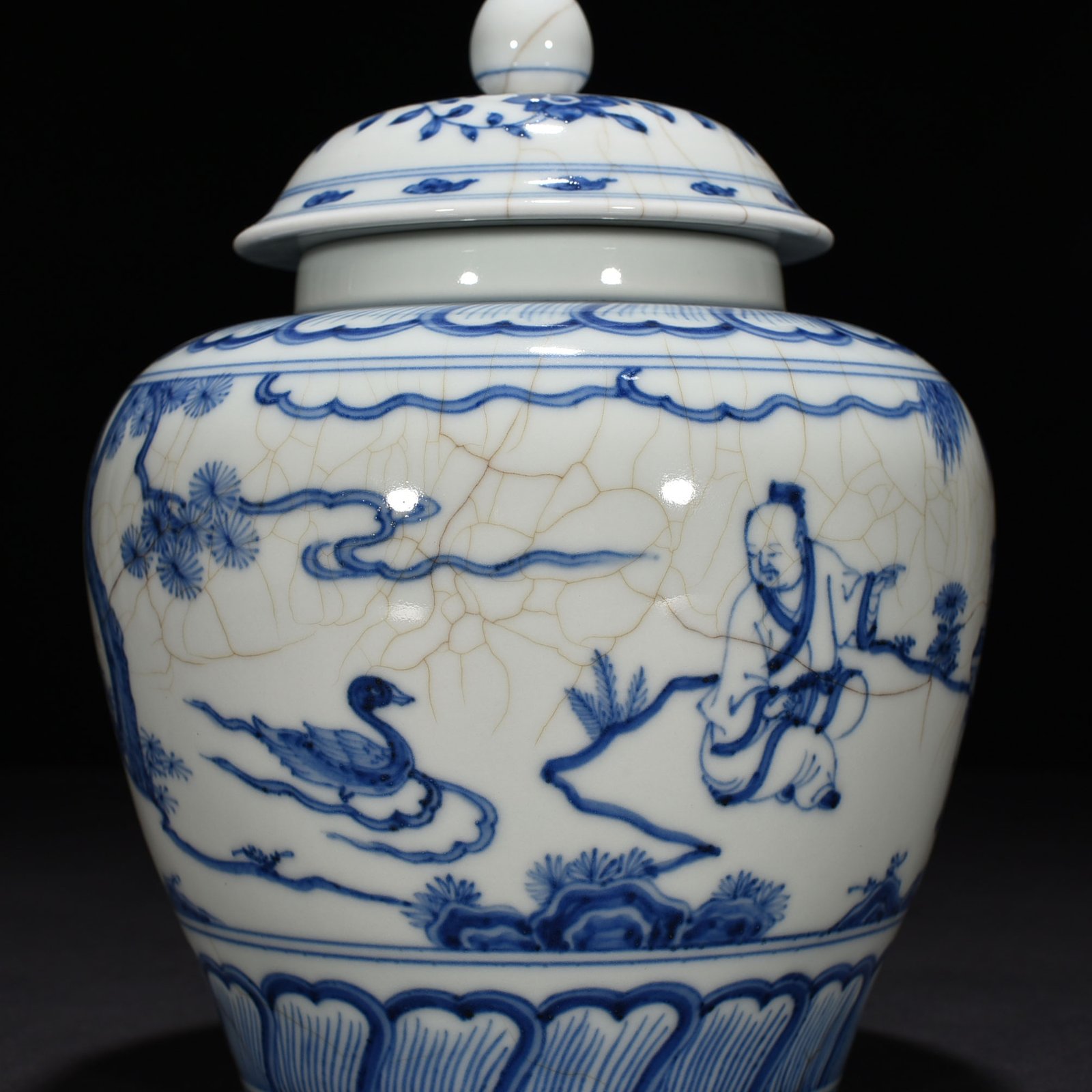 Ming Dynasty Chenghua blue and white Taoist figure general jar