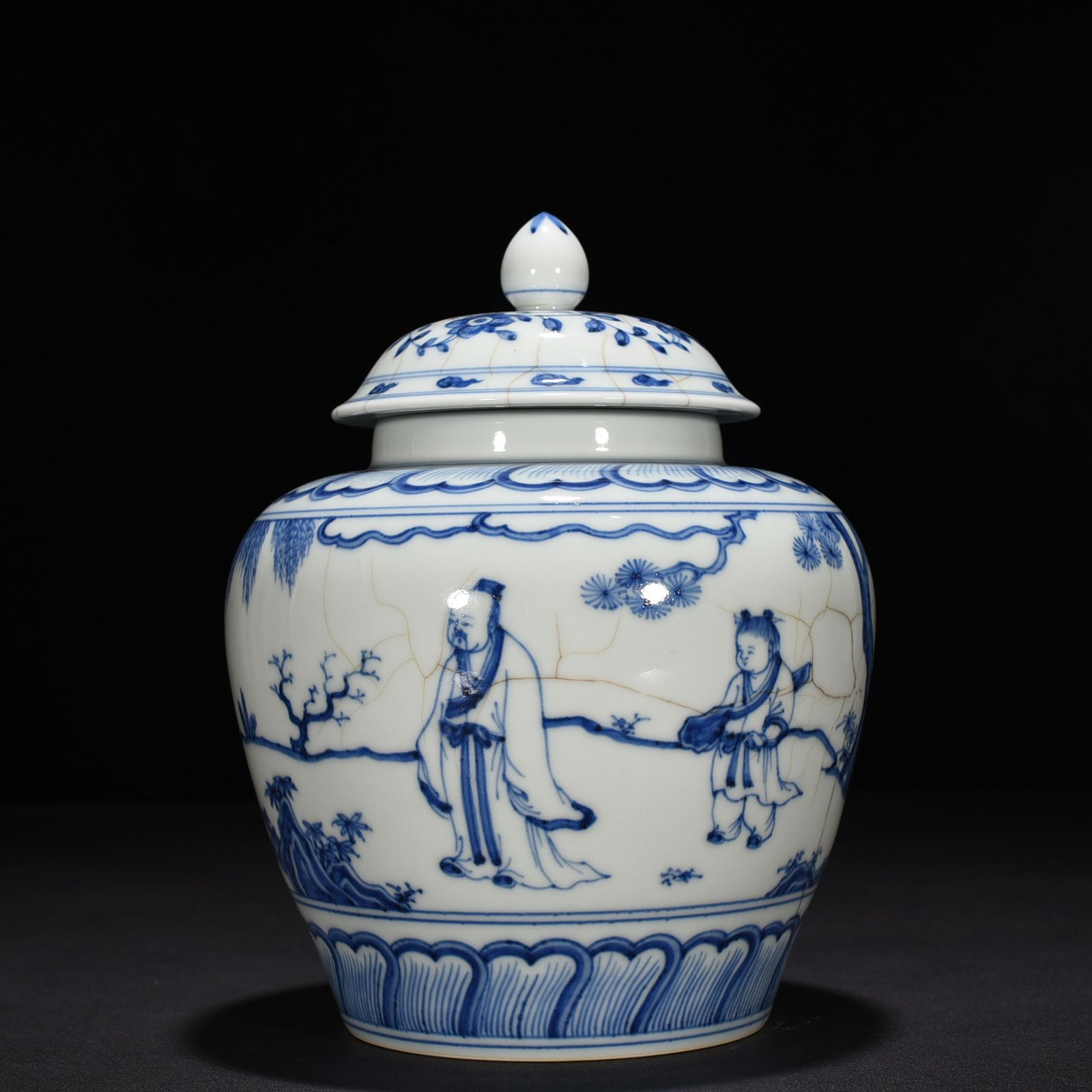 Ming Dynasty Chenghua blue and white Taoist figure general jar
