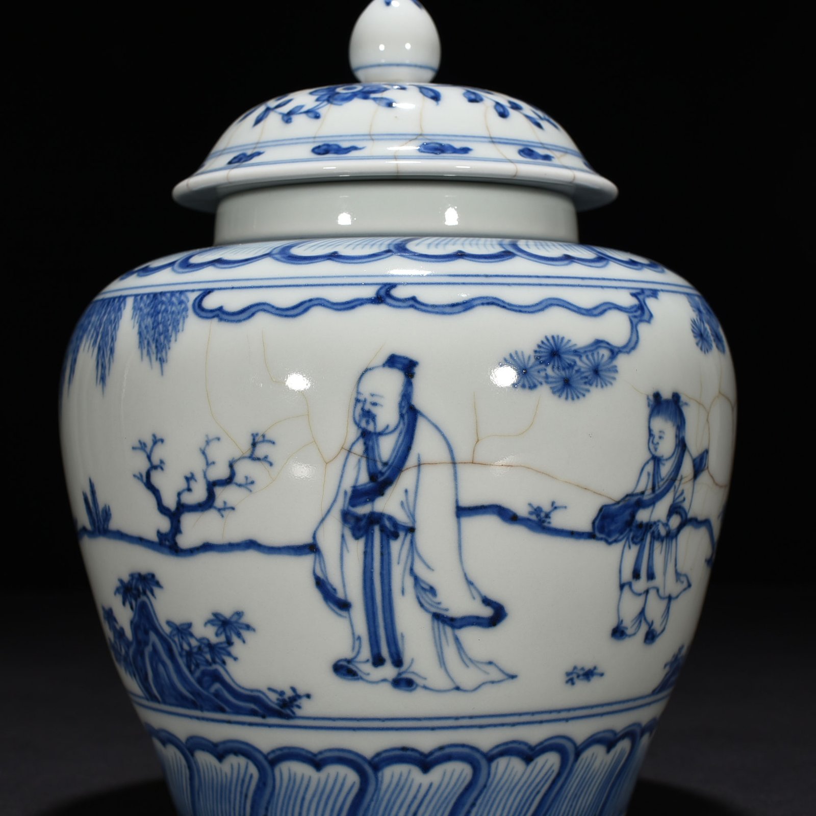 Ming Dynasty Chenghua blue and white Taoist figure general jar