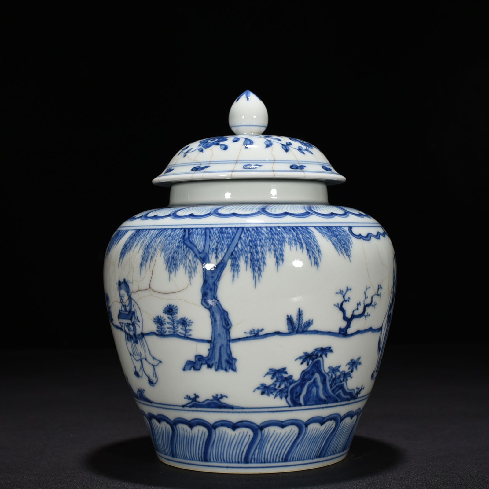 Ming Dynasty Chenghua blue and white Taoist figure general jar