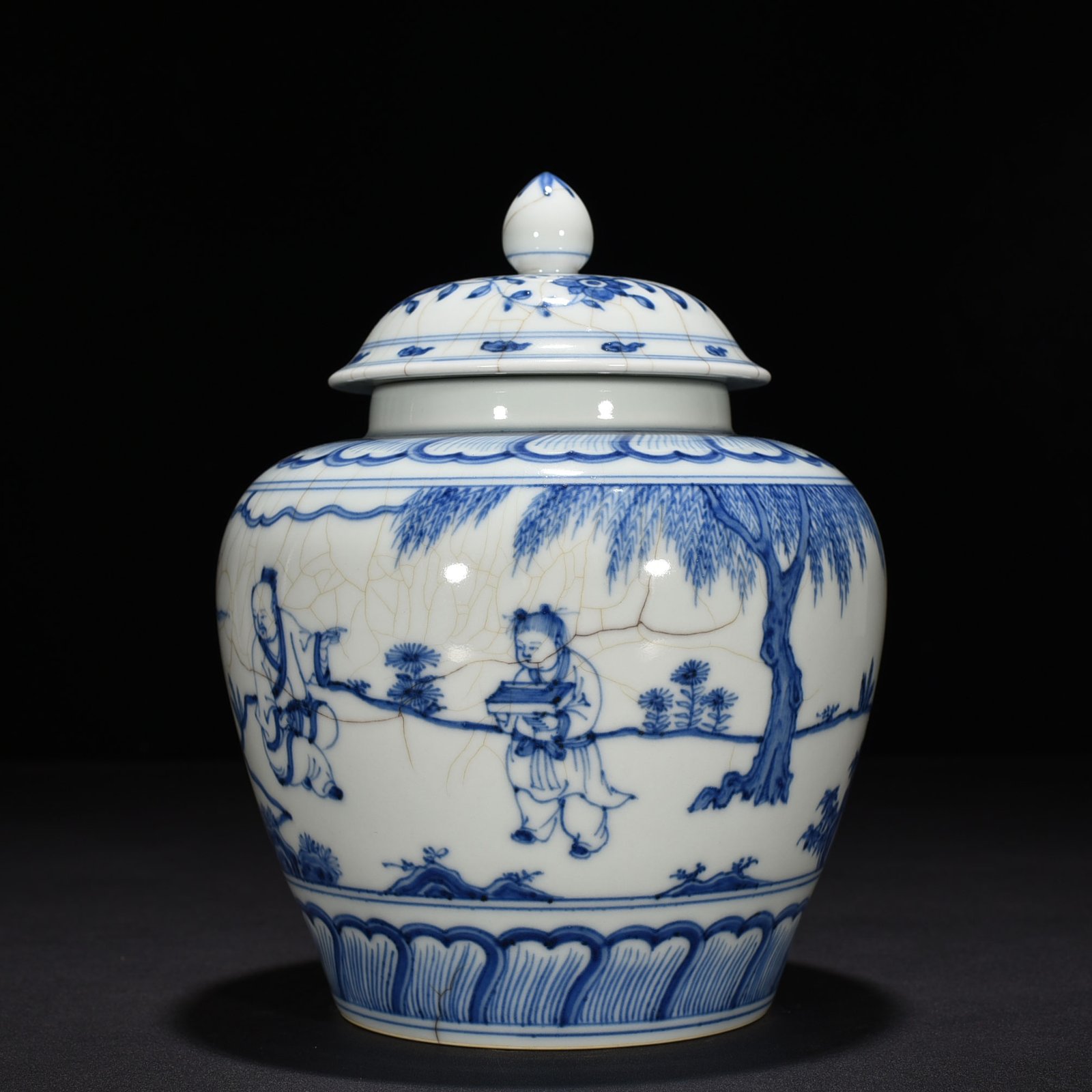 Ming Dynasty Chenghua blue and white Taoist figure general jar