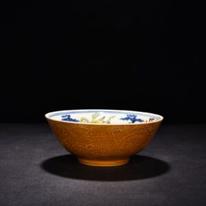 Ming Dynasty Chenghua Huang Dou Cai Flying Elephant Thin Tibetan Bowl
