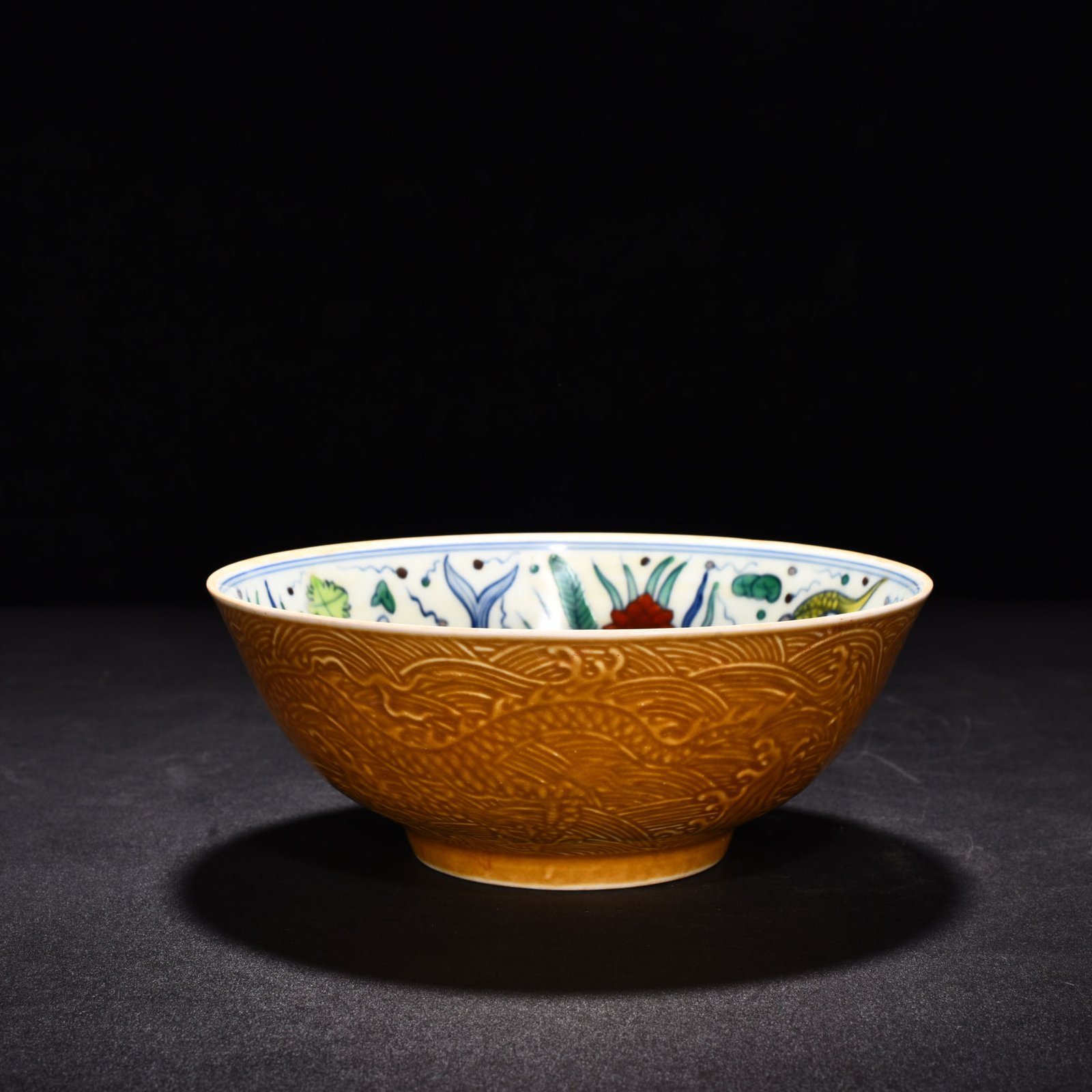 Ming Dynasty Chenghua Yellow Dou Colorful Thin Bowl