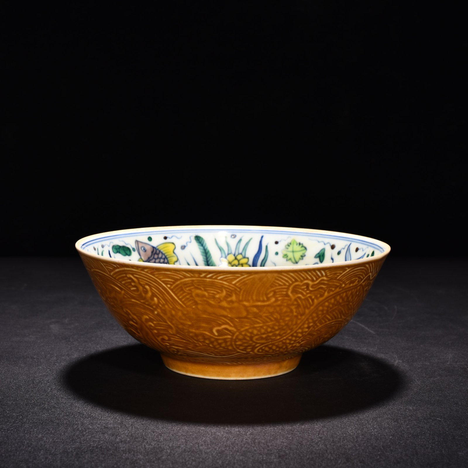 Ming Dynasty Chenghua Yellow Dou Colorful Thin Bowl