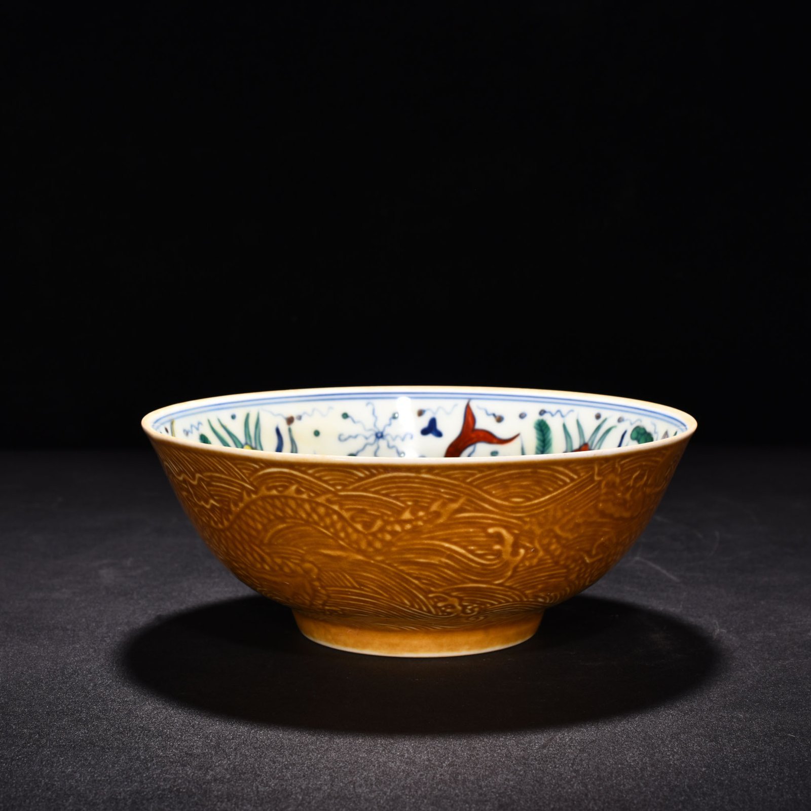 Ming Dynasty Chenghua Yellow Dou Colorful Thin Bowl
