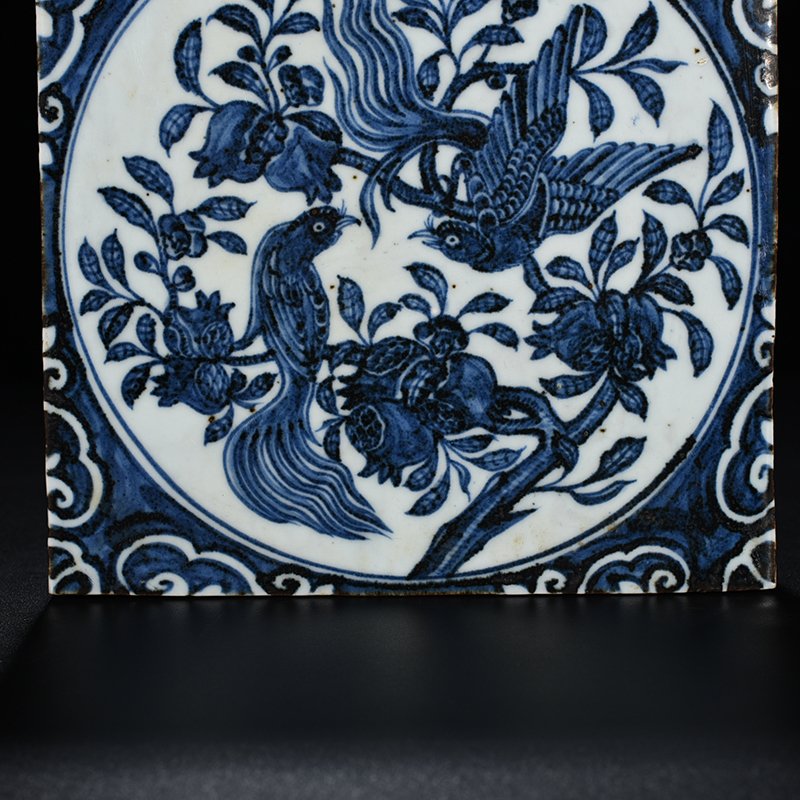 Ming Dynasty Yongle Dabaoen Temple blue and white folded branches flower and bird floor tiles
