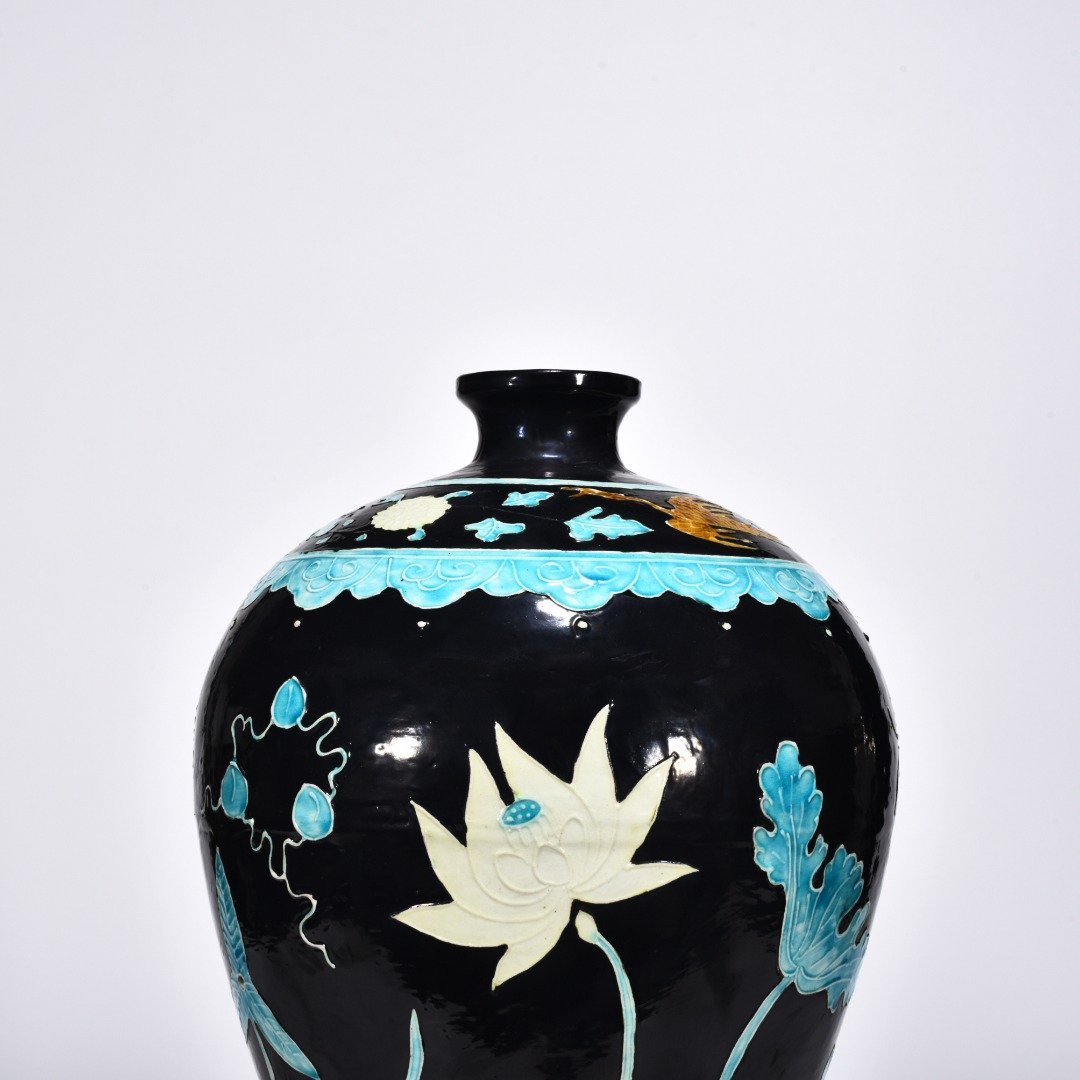 Ming Dynasty Yongle enamel plum vase with lotus and florals