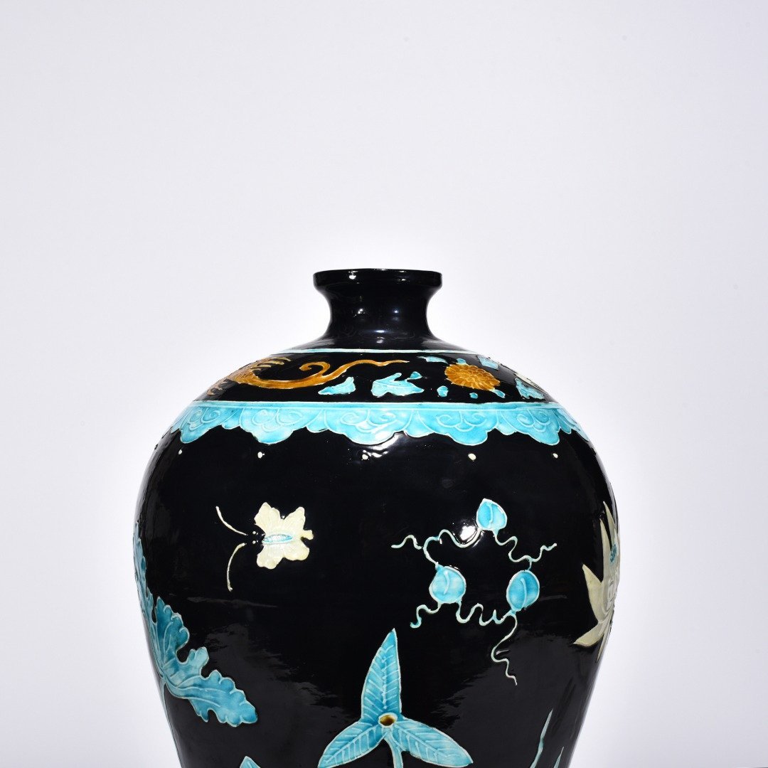 Ming Dynasty Yongle enamel plum vase with lotus and florals