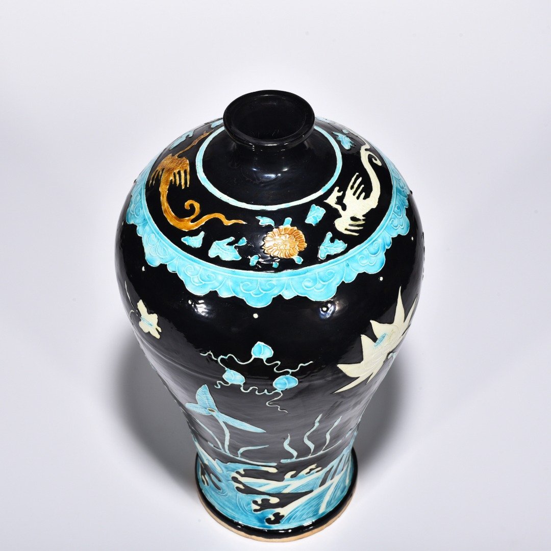 Ming Dynasty Yongle enamel plum vase with lotus and florals