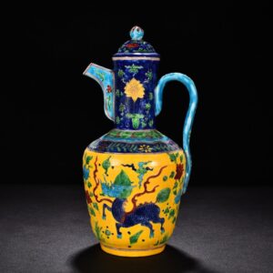Ming Dynasty Yongle enamel ware with unicorn
