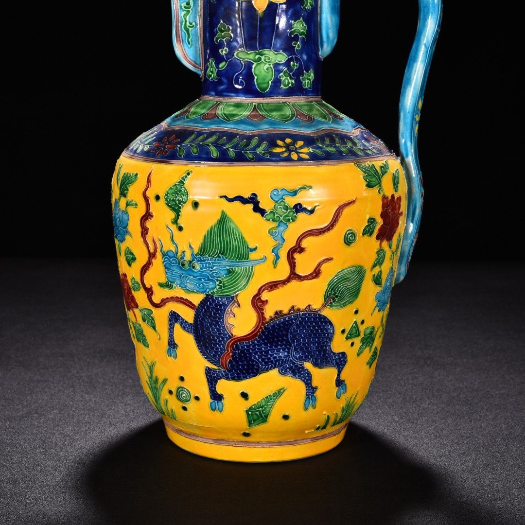 Ming Dynasty Yongle enamel ware with unicorn