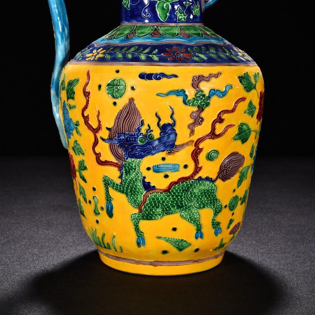 Ming Dynasty Yongle enamel ware with unicorn
