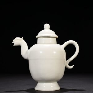 Ming Dynasty Yongle sweet white glaze secretly carved phoenix head ewer