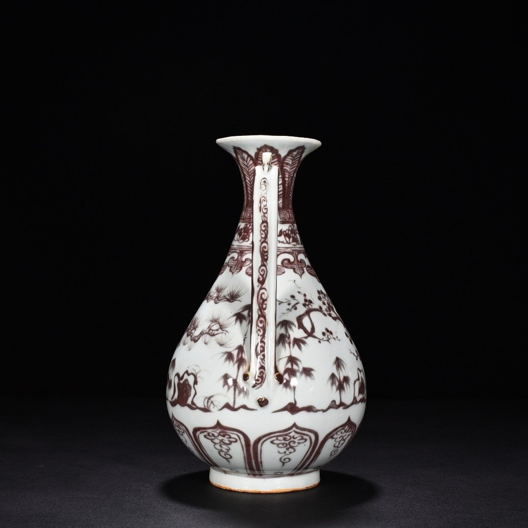 Ming Dynasty Yongle underglaze red pine bamboo and plum ewer