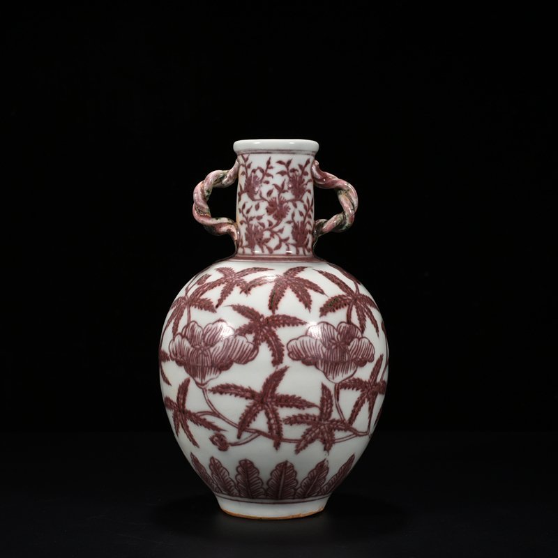 Ming Dynasty Yongle underglaze red amphora with tangled branches