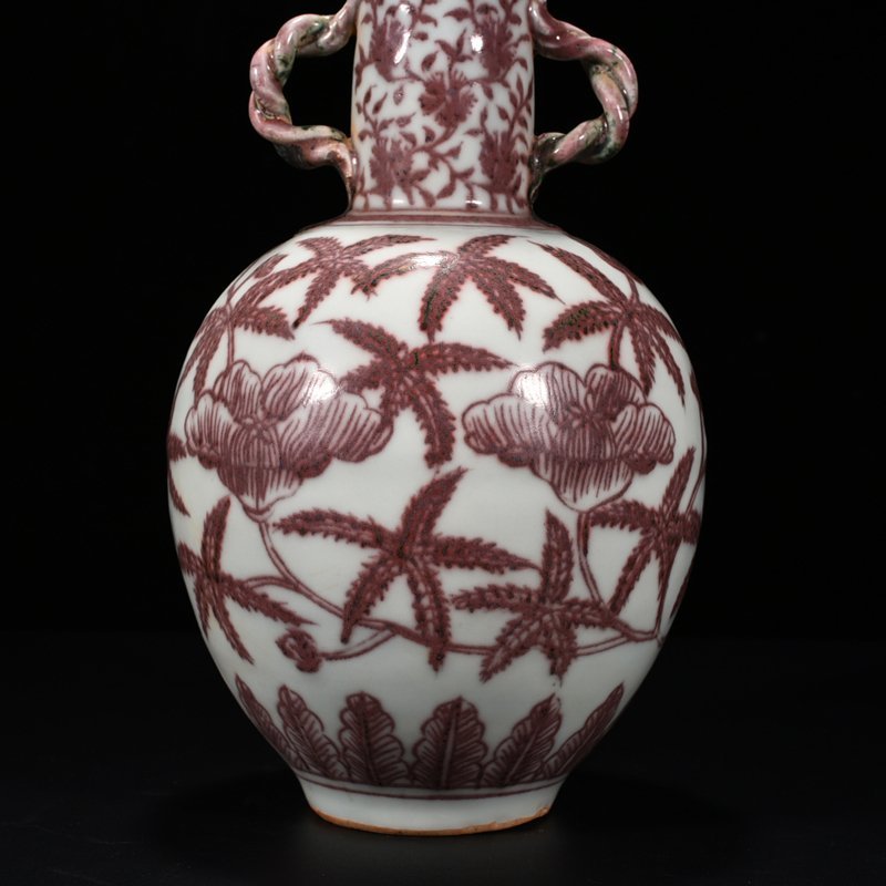 Ming Dynasty Yongle underglaze red amphora with tangled branches