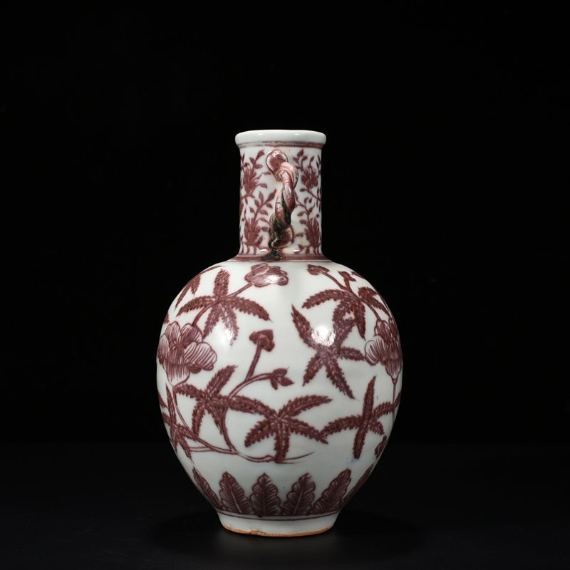 Ming Dynasty Yongle underglaze red amphora with tangled branches
