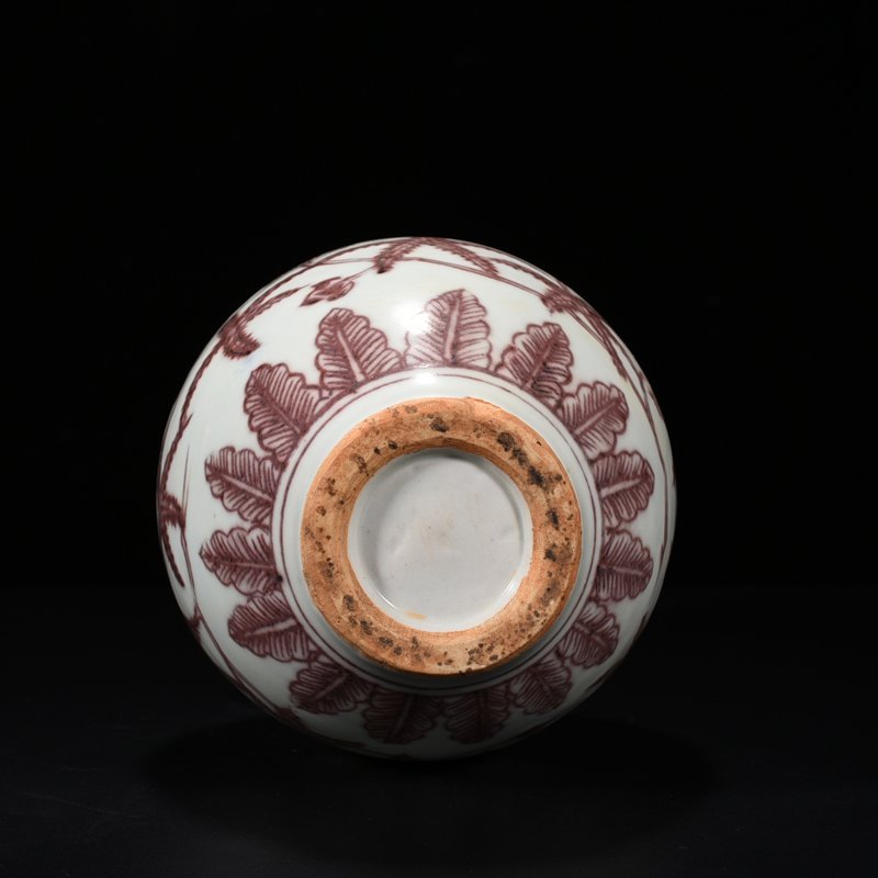 Ming Dynasty Yongle underglaze red amphora with tangled branches