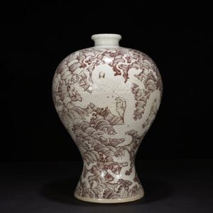Ming Dynasty Yongle underglaze red conical arched blue dragon godson plum vase