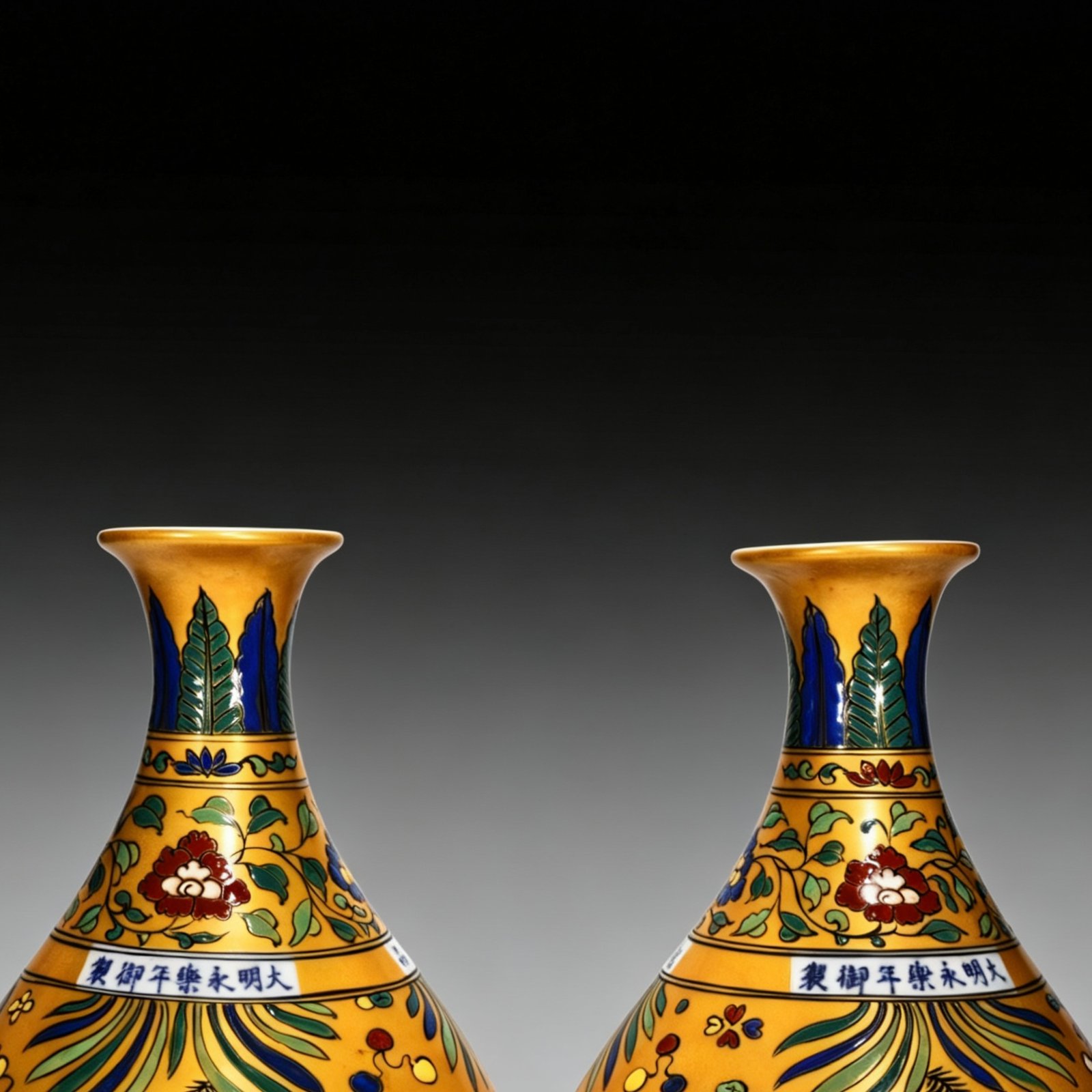 Ming Dynasty Yongle gold-colored jade pot spring vase with fish and algae