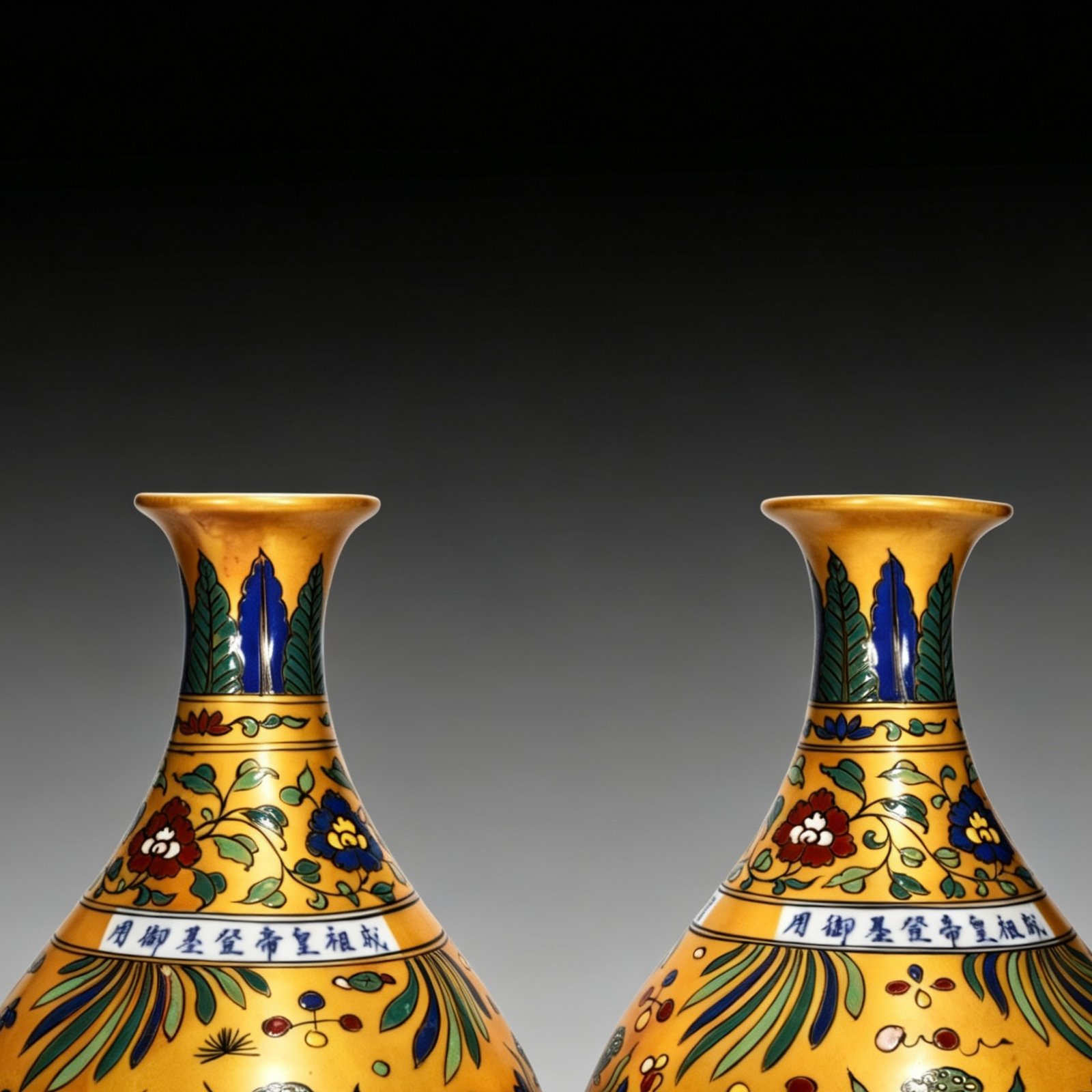 Ming Dynasty Yongle gold-colored jade pot spring vase with fish and algae