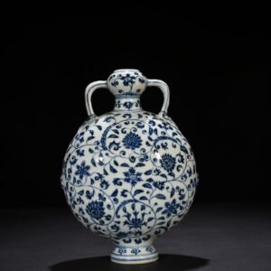 Ming Dynasty Yongle blue and white flower Ruyi ear flat vase