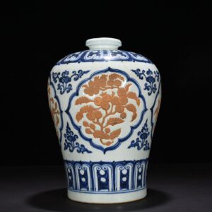 Ming Dynasty Yongle blue and white carved plum vase with folded branches