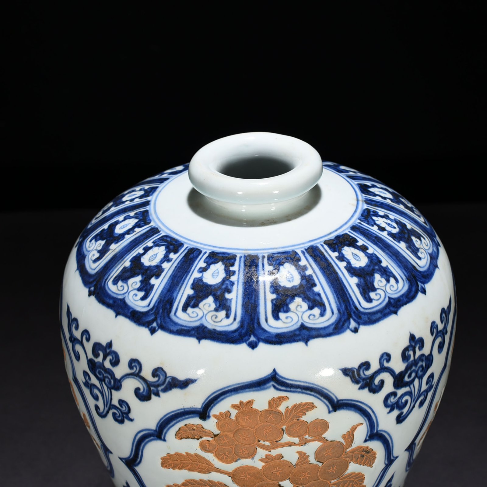 Ming Dynasty Yongle blue and white carved plum vase with folded branches