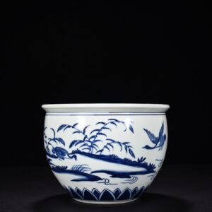 Ming Dynasty Yongle blue and white scroll vat with flyings
