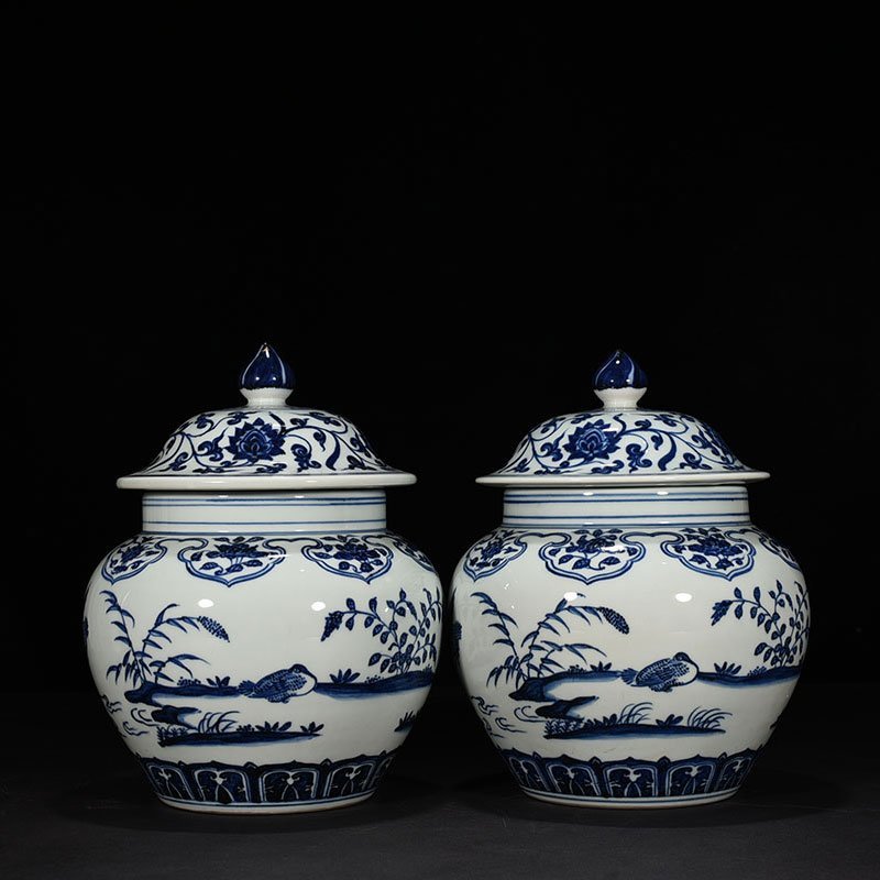 Ming Dynasty Yongle blue and white flying  food lid jar