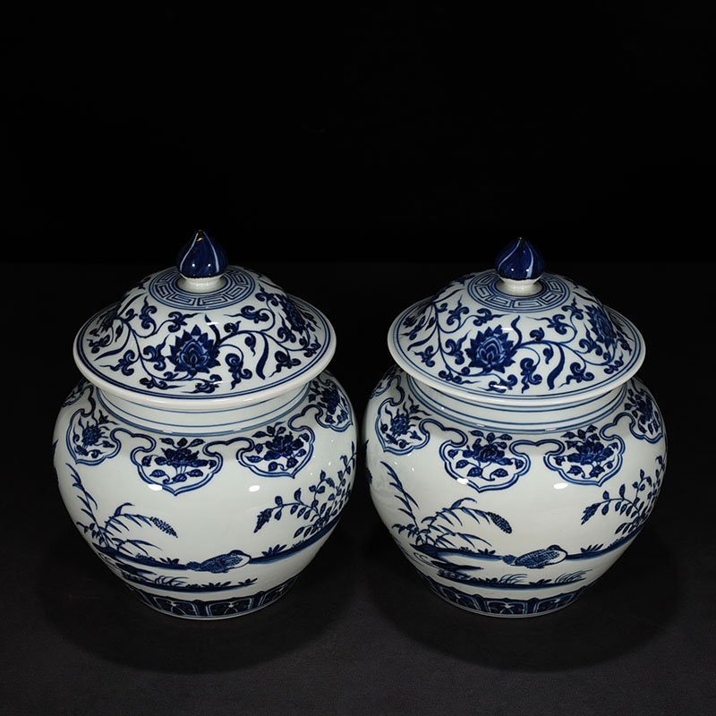 Ming Dynasty Yongle blue and white flying  food lid jar