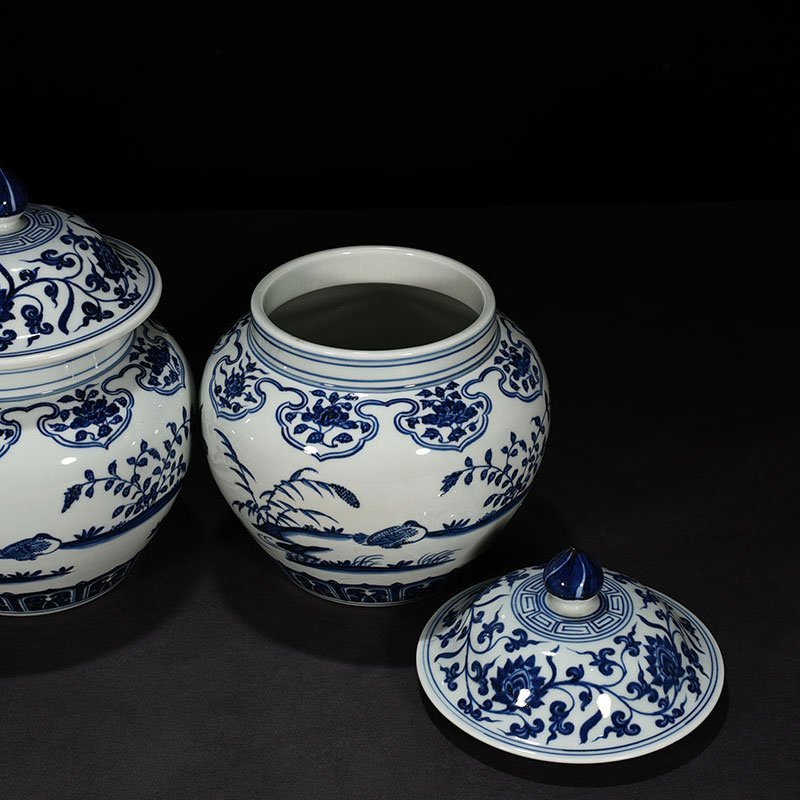 Ming Dynasty Yongle blue and white flying  food lid jar
