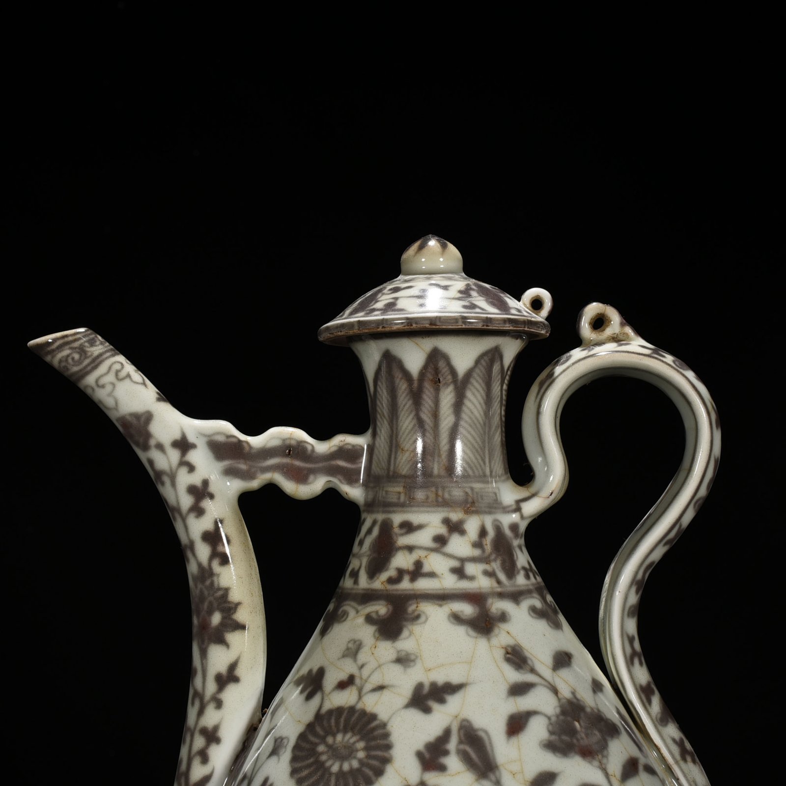 Ming Dynasty Hongwu underglaze red ewer with four seasons flower