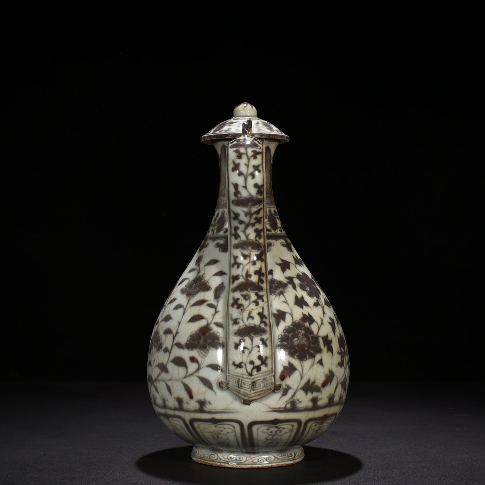 Ming Dynasty Hongwu underglaze red ewer with four seasons flower