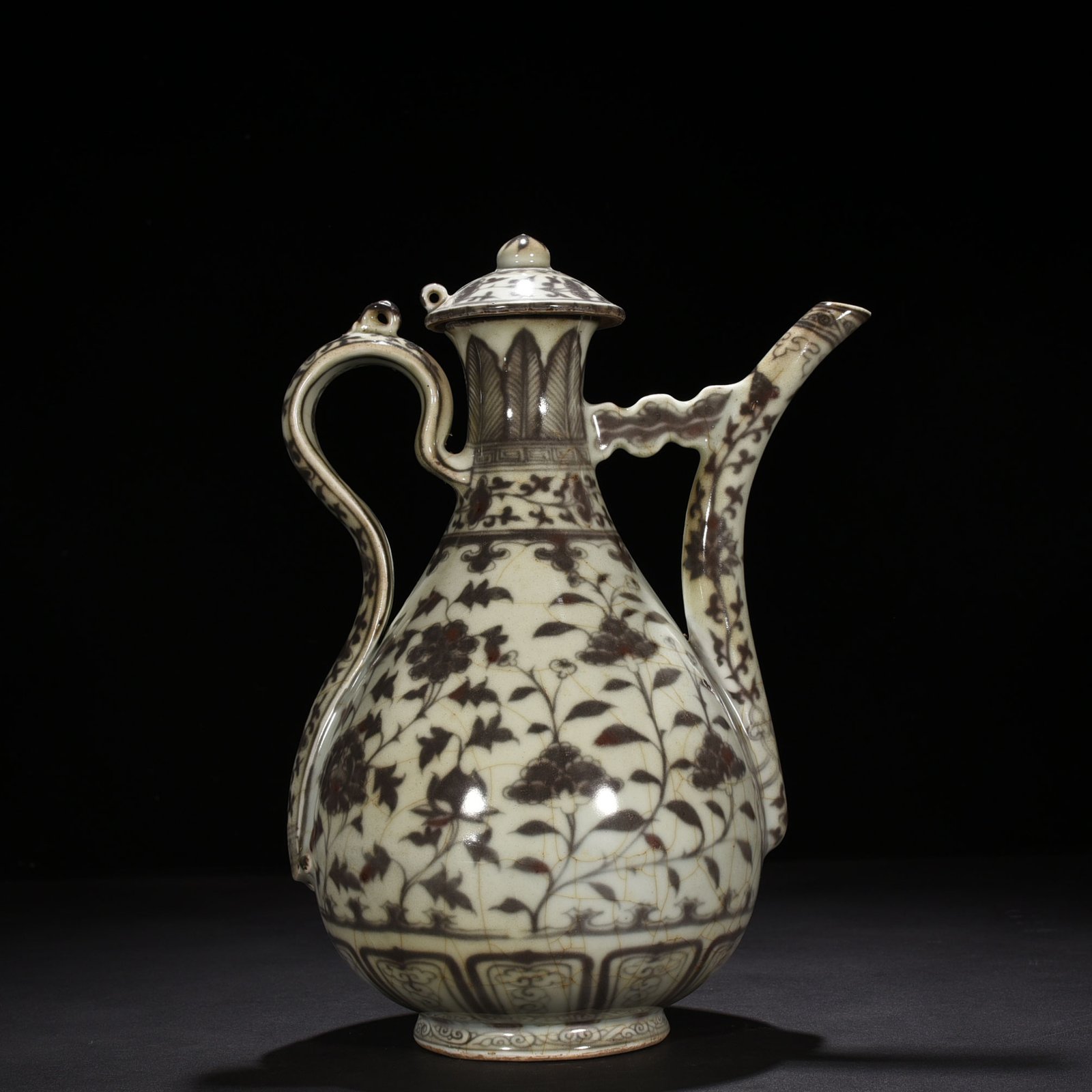 Ming Dynasty Hongwu underglaze red ewer with four seasons flower