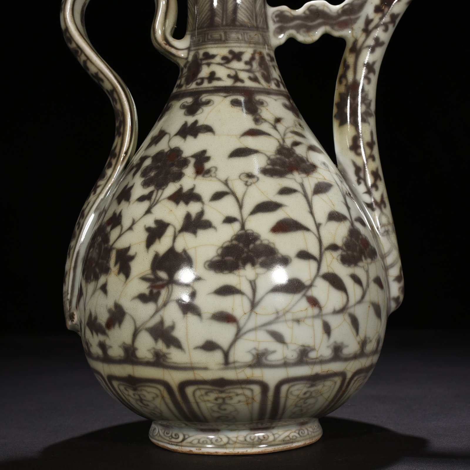 Ming Dynasty Hongwu underglaze red ewer with four seasons flower