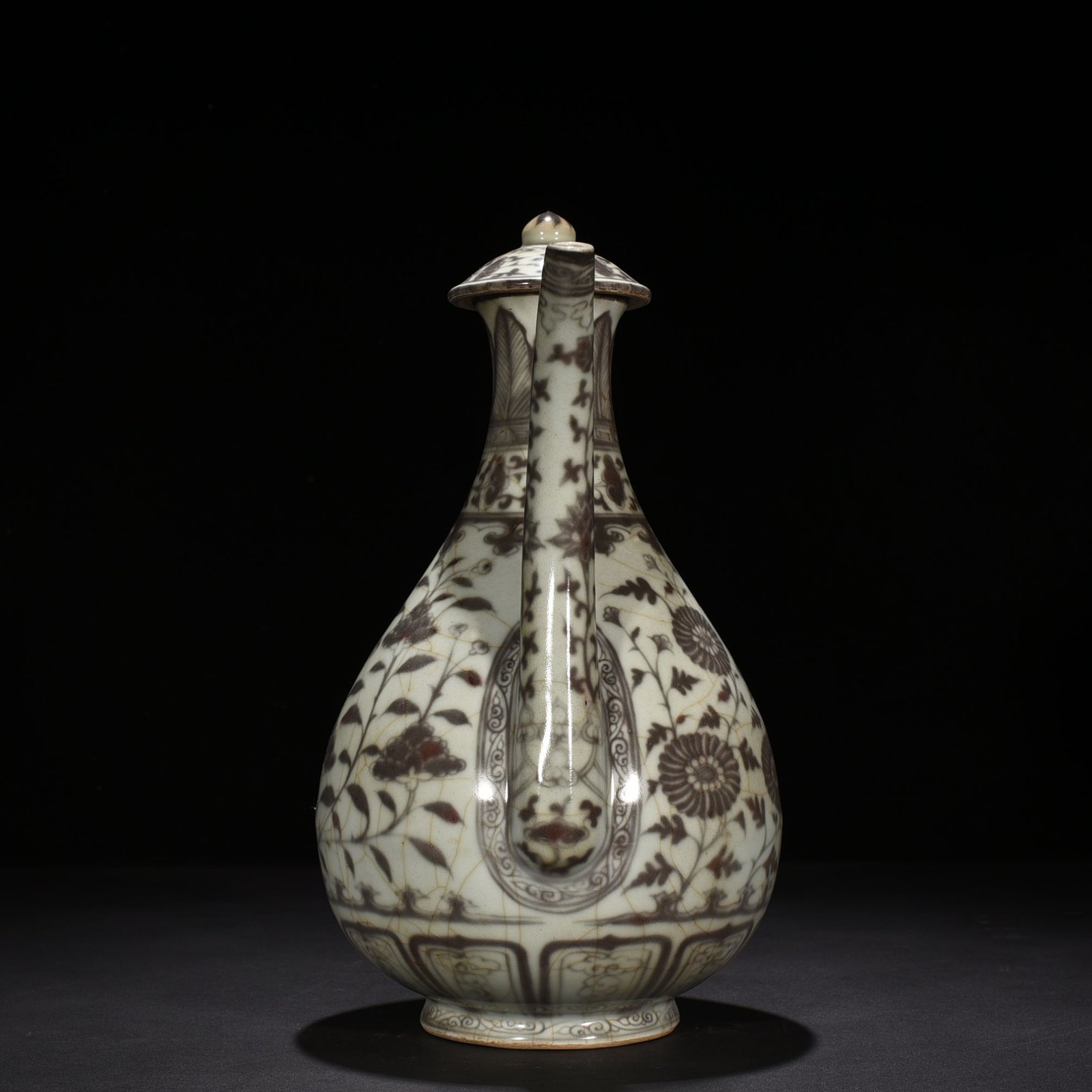 Ming Dynasty Hongwu underglaze red ewer with four seasons flower