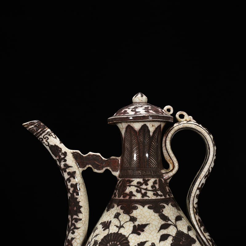 Ming Dynasty Hongwu underglaze red flower ewer