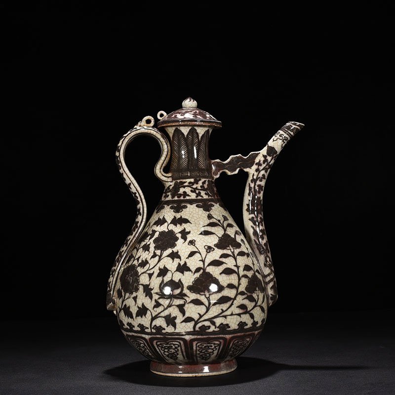 Ming Dynasty Hongwu underglaze red flower ewer