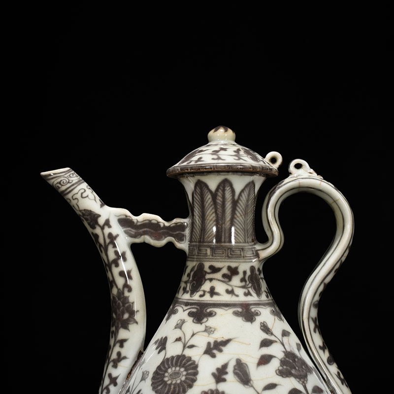 Ming Dynasty Hongwu underglaze red flower ewer