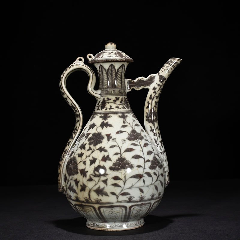 Ming Dynasty Hongwu underglaze red flower ewer