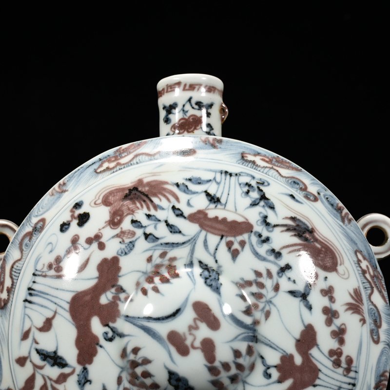 Ming Dynasty Hongwu blue and white underglaze red lotus pond wall pot