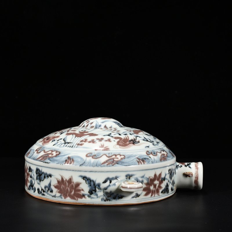 Ming Dynasty Hongwu blue and white underglaze red lotus pond wall pot