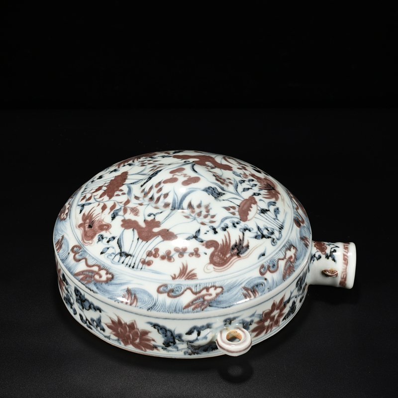 Ming Dynasty Hongwu blue and white underglaze red lotus pond wall pot