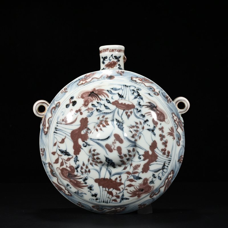Ming Dynasty Hongwu blue and white underglaze red lotus pond wall pot