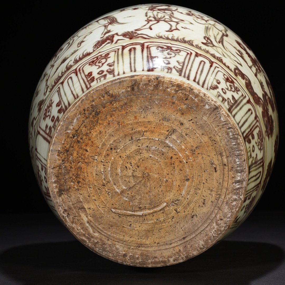 Ming Dynasty Underglaze Red Single Riding Savior Character Story Jar