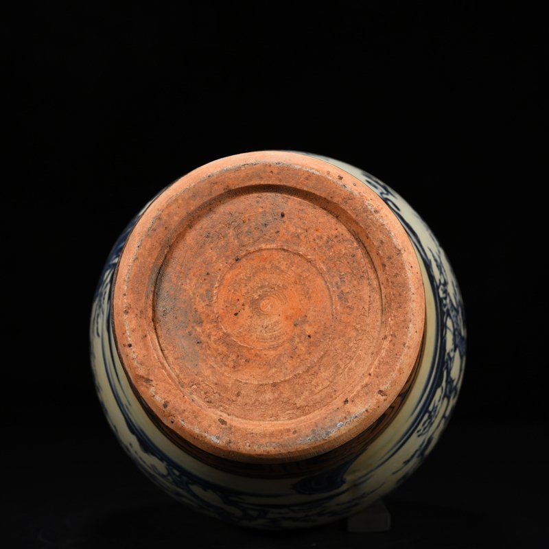 Ming Dynasty blank period blue and white pine bamboo and plum plate mouth bottle