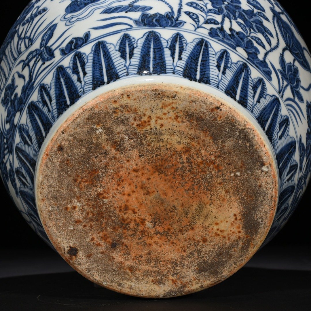 Yuan Dynasty Blue and White Jar with Lotus Pond and Mandarin Duck