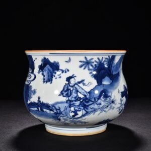Ming Dynasty Shunzhi blue and white Xiao He chasing Han Xin under the moon furnace