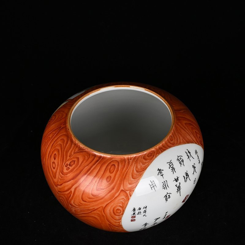 Qing Dynasty Qianlong Tang Ying style wood grain glaze consecrated pastel beauty godson